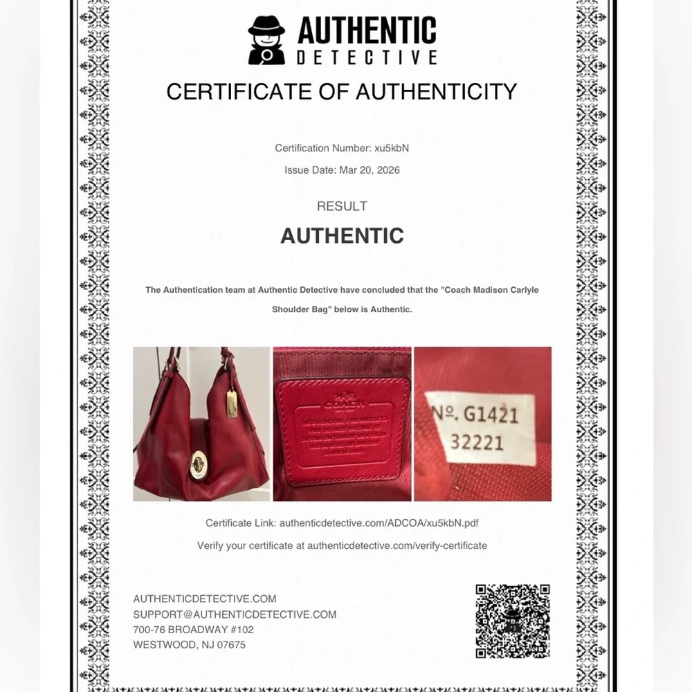 Coach Red Leather Shoulder Bag with Gold Hardware - Picture 16 of 16